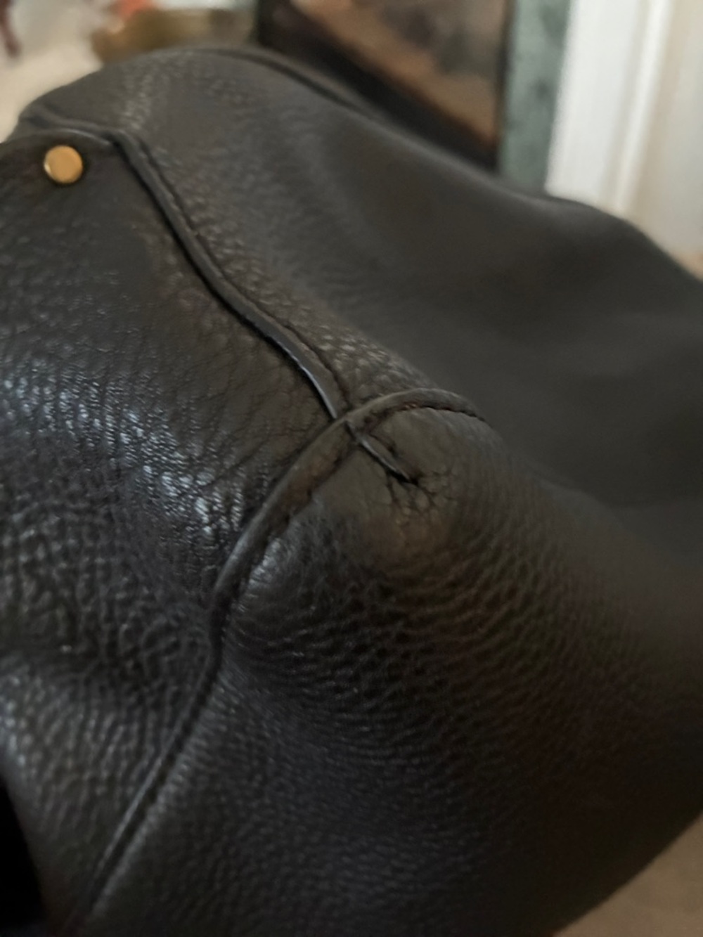 Rebecca Minkoff Black Pebbled Leather Shoulder Bag with Brass Hardware MSRP $378 - Picture 9 of 16